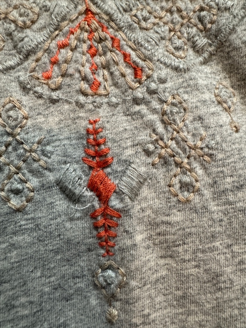 Johnny Was Gray Tank Top with Coral and Peach Embroidery - Picture 6 of 7
